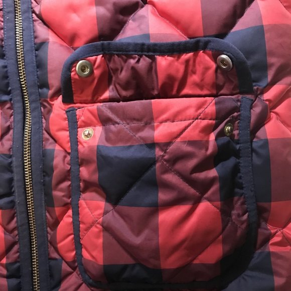 J. Crew Red & Black Plaid Excursion Buffalo Check Puffer Vest - Picture 11 of 16